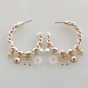 FREE PEOPLE Ribbon Wrap Charm Hoop Earrings